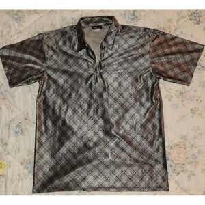 Vintage Camp Shirt Metallic Silver Twist It Bowling Button Down XL 143